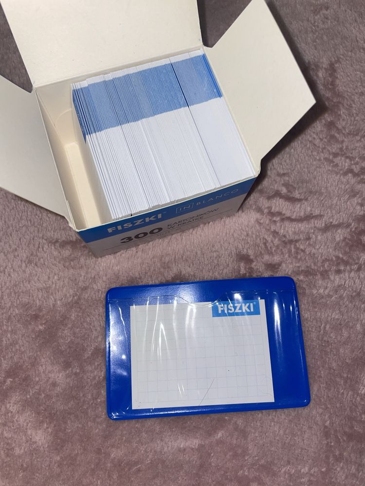 fiszki in blanco + etui na fiszki