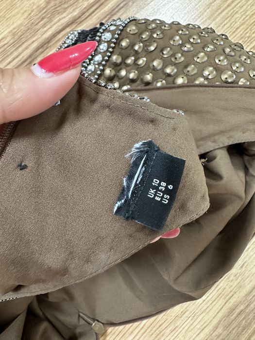 Sukienka cekinowa zdobiona asos rozmiar 38 wesele impreza