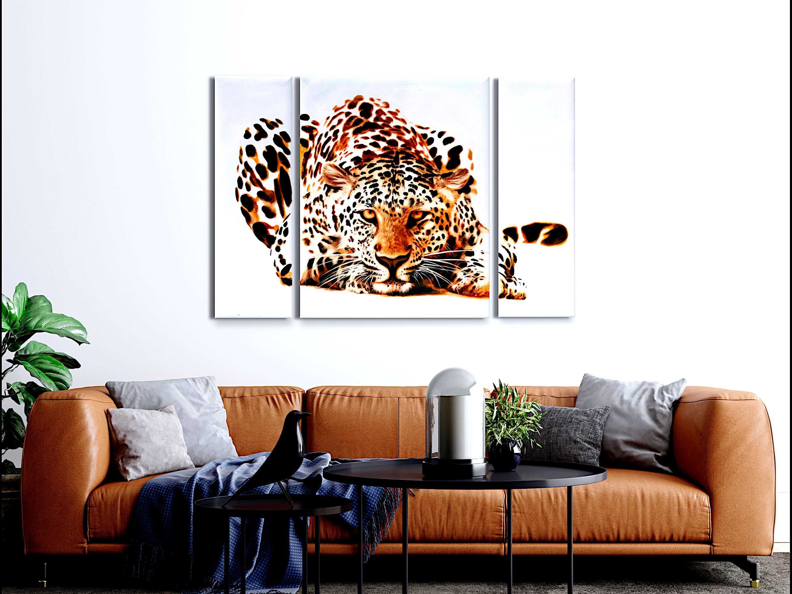 Conjunto Leopardo de três painéis de pintura original em canvas