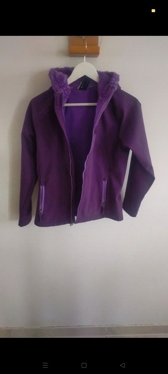 Kurtka Softshell ciepła fiolet Lands End rozm.152-158 jak nowa