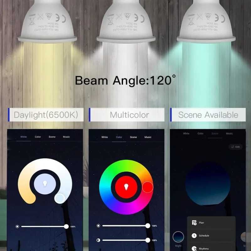 Smart WiFi led лампа GU10 RGB Tuya