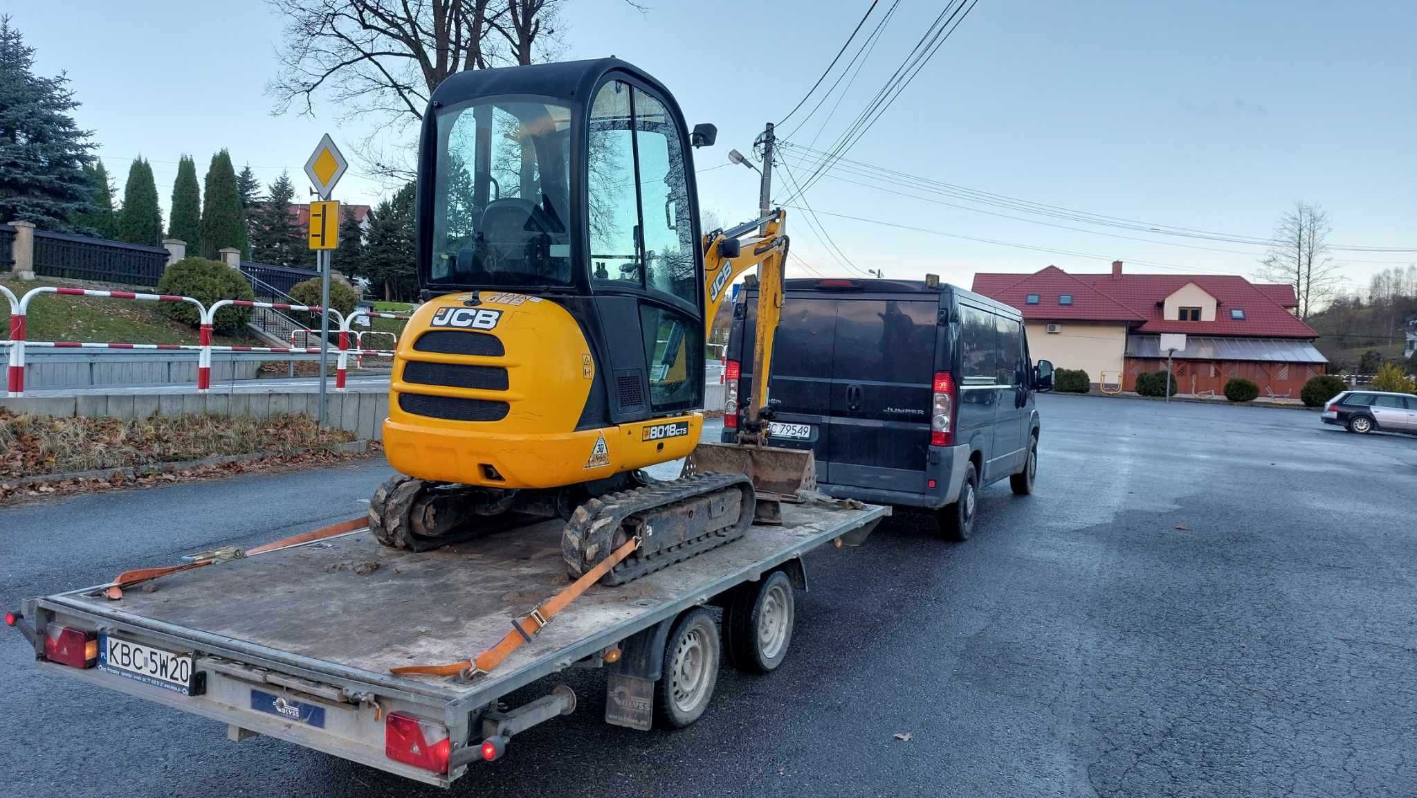 Wynajem minikoparki JCB 8018 Wypożyczenie minkoparka kraków bochnia