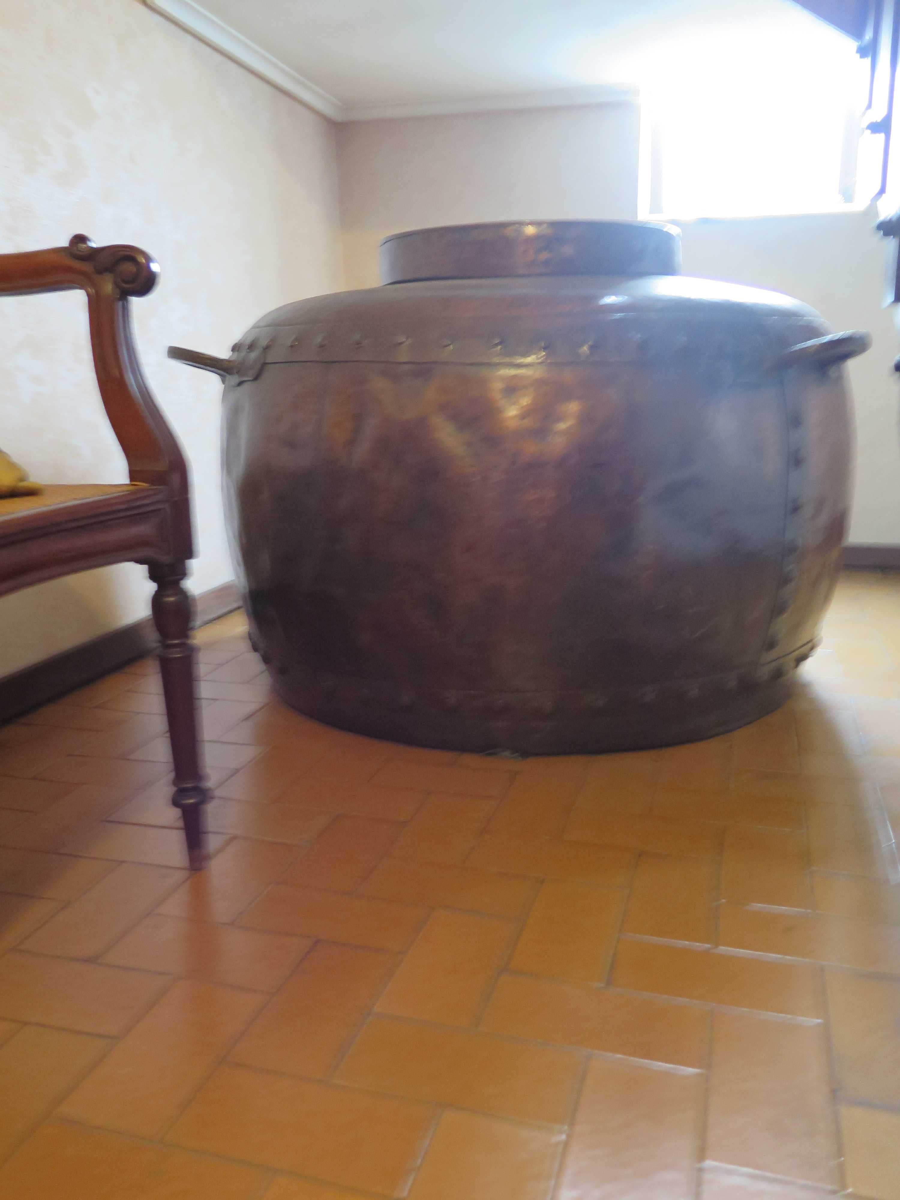 Panela de alambique, cobre, 1,12 m diâmetro, decoração turismo rural