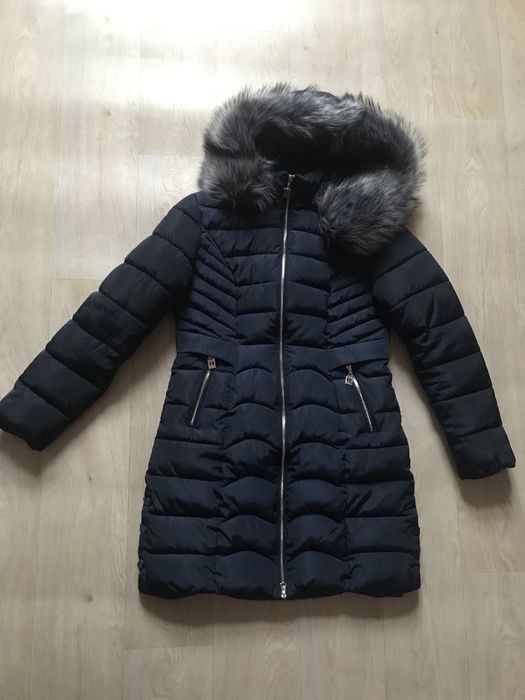 Kurtka ciepła GAROFF r. M 38 pikowana damska zimowa długa z kapturem