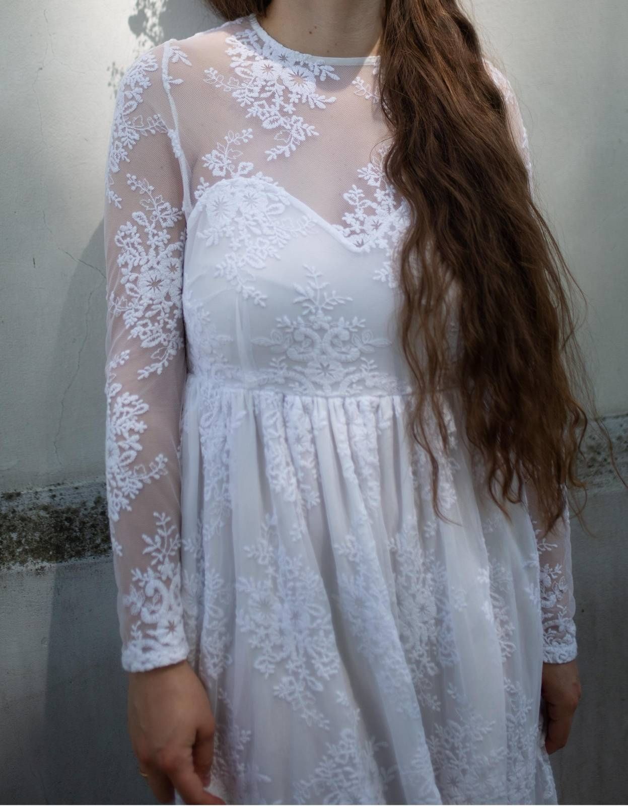 Suknia ślubna sukienka ślubna boho biała koronka prosta może być ciążo