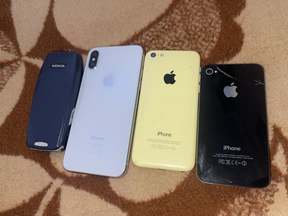 Продам телефони Iphone x ,iphone 4 , iphone 5 c , nokia 3310