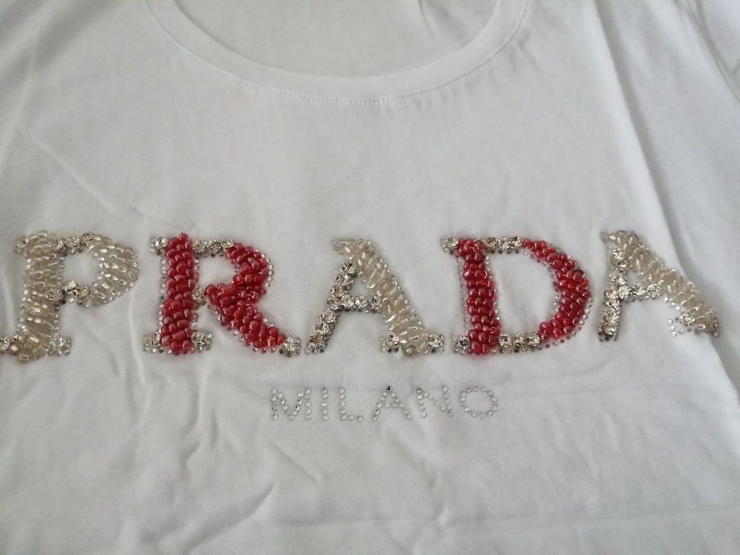 NOWA damska koszulka Prada t-shirt pp bluzka biała xxl 44