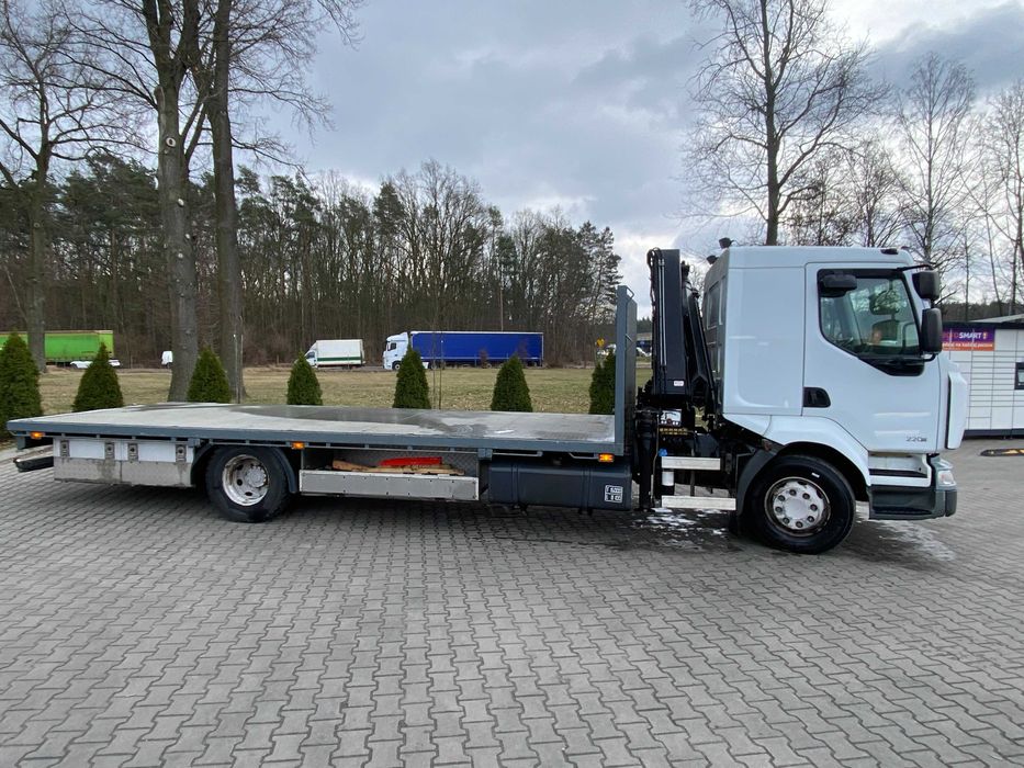 Renault Midlum 220 platforma + dźwig Hiab 077 Duo, 80 tys km