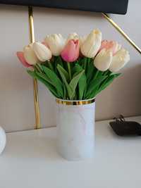 Wazon szklany marmur + tulipany gumowe jak zywe