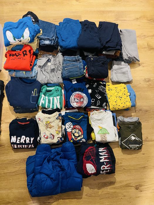 Pakiet ubrań chłopięcych 110–116 – 76 sztuk!