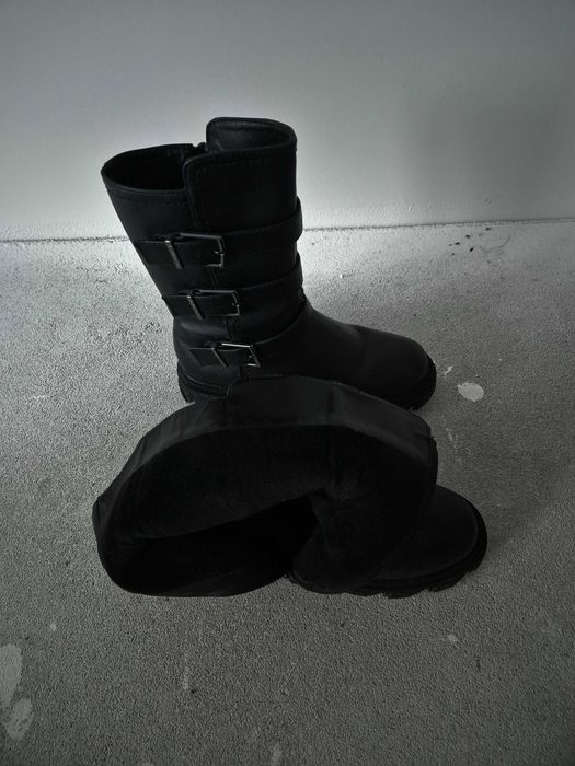 Deezee Czarne długie Kozaki 35 ocieplane futerko miś zimowe