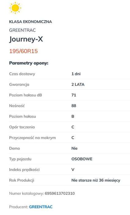 4x 195/60R15 opony Letnie GREENTRAC Journey-X 88V Promocja !!!
