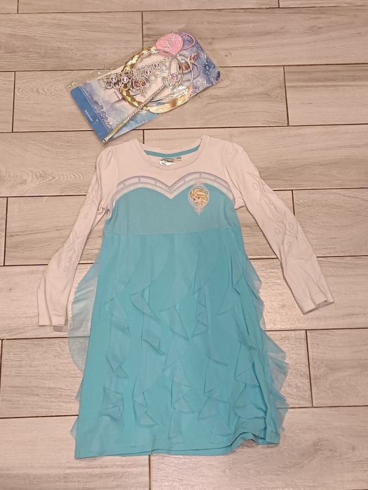 Strój karnawałowy 104 110 Elza Frozen sukienka akcesoria nowe 5 6 lat