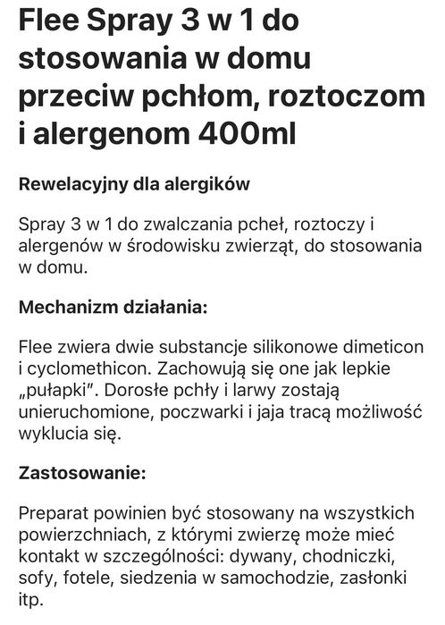 Spray przeciw pchłom i gnidom