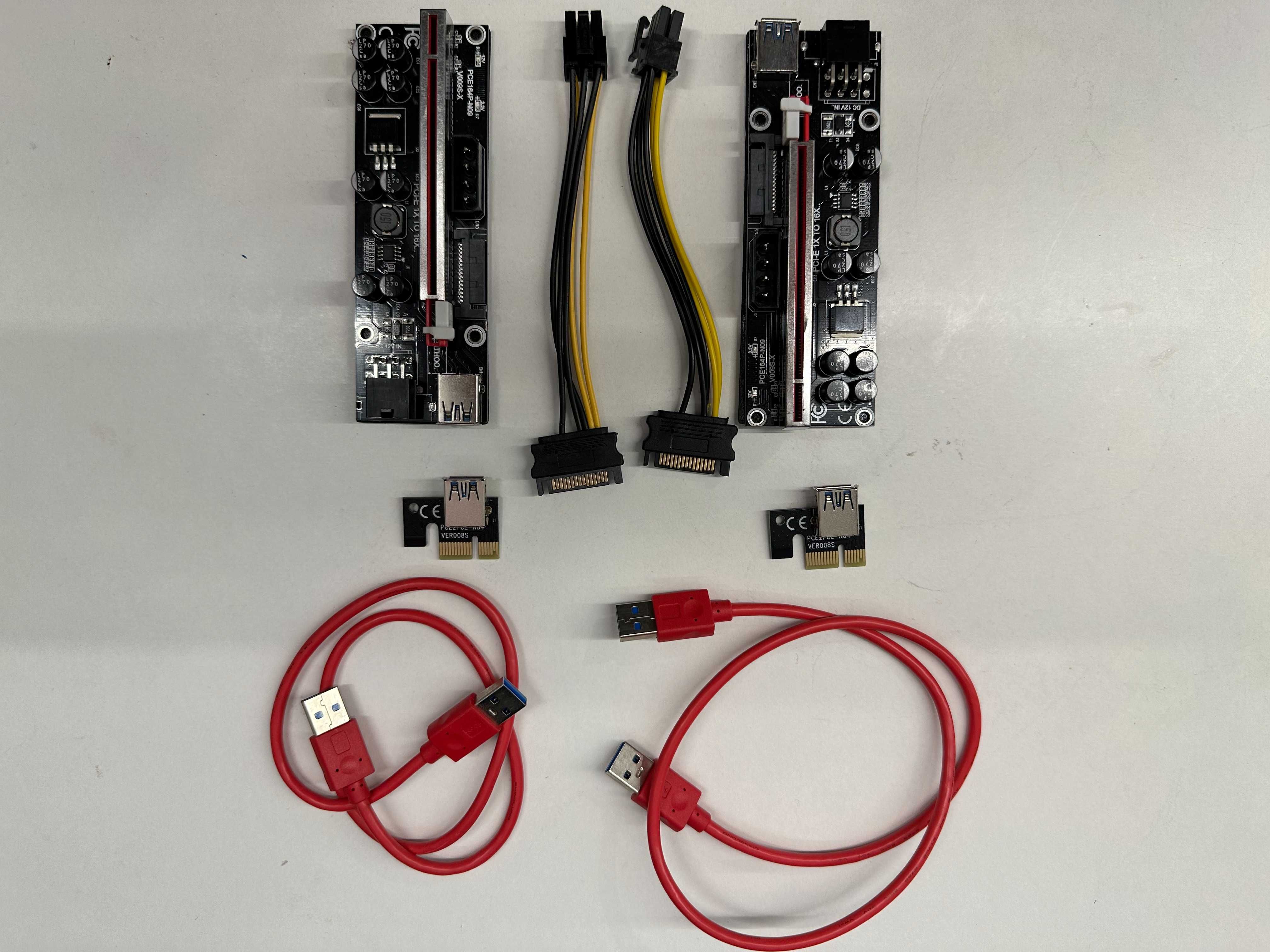 Riser PCI-E 1x16x USB3.0 SATA 6-PIN X 2szt