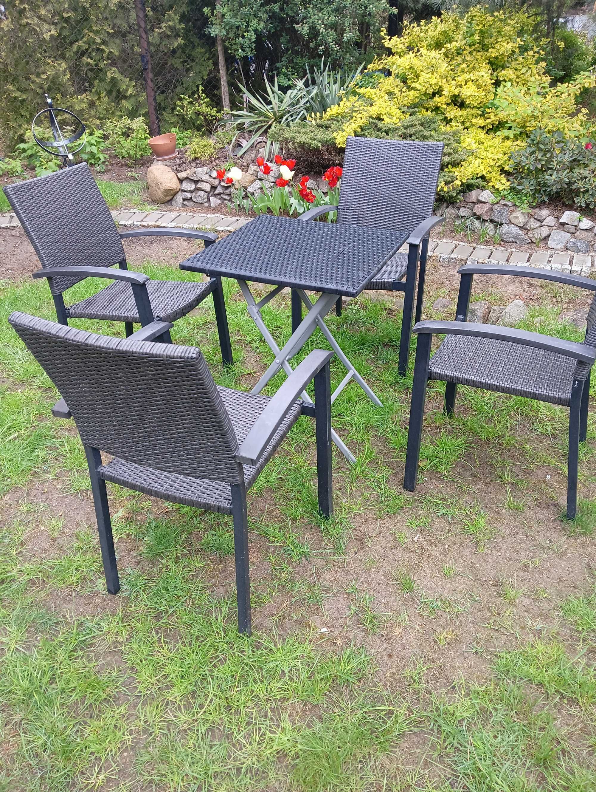 Aluminiowe krzesła na taras, do ogrodu + stolik.
