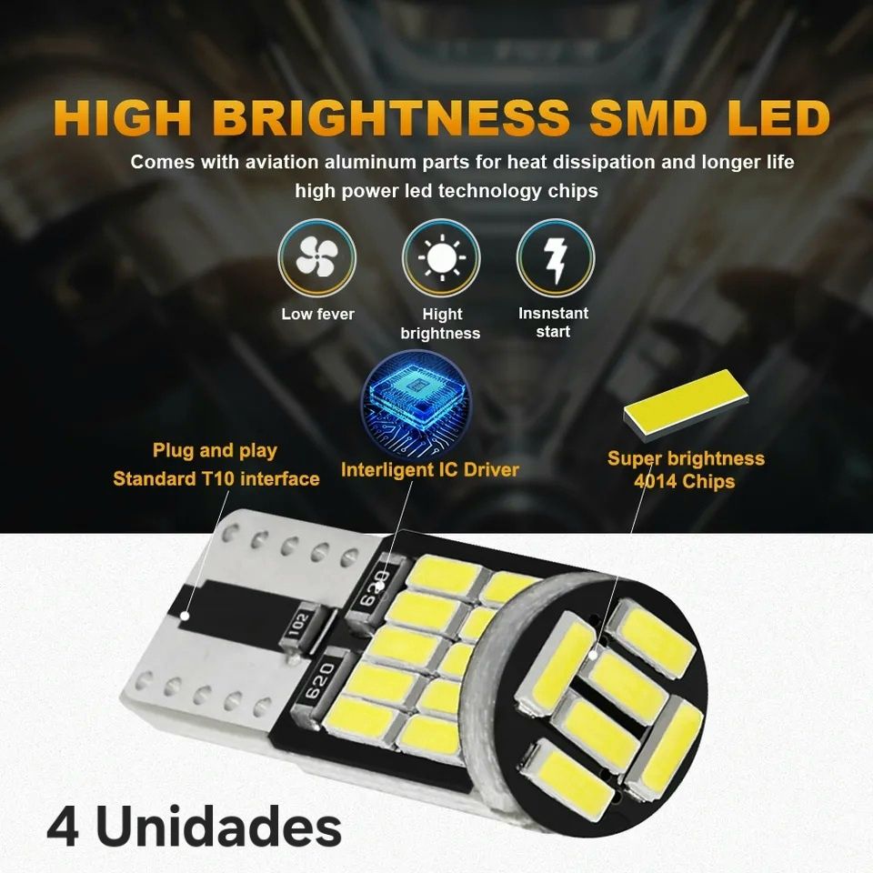 Pack 4 Luzes Led para habitáculo