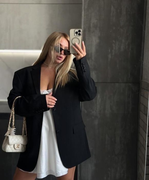 оверсайз піджак жакет пиджак блайзер чорний 50 розмір батал