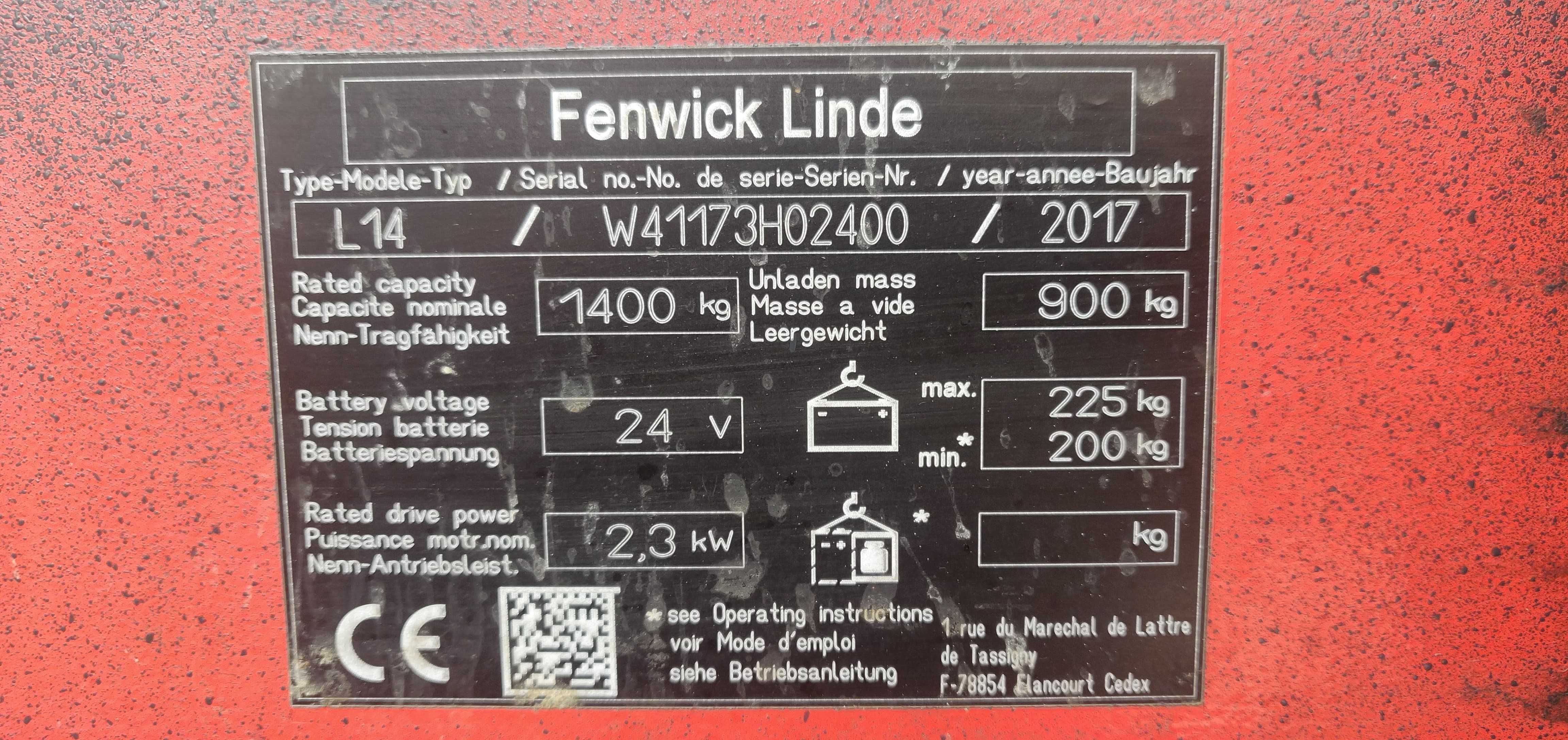 Stacker LINDE L14 Elétrico 1400kg - LINDE L14 1,9m