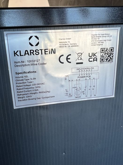 Холодильник винний з Німеччини Klarstein Vinamour 19 10033127
