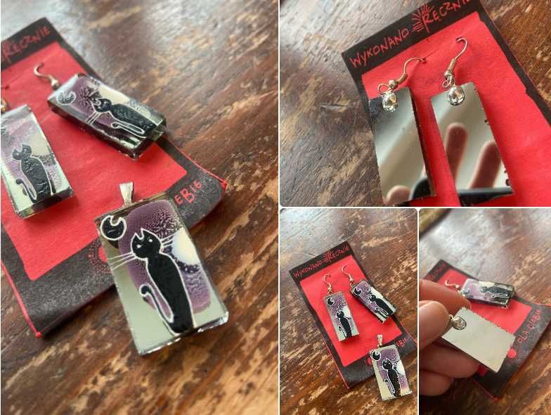 Kolczyki handmade czarne koty