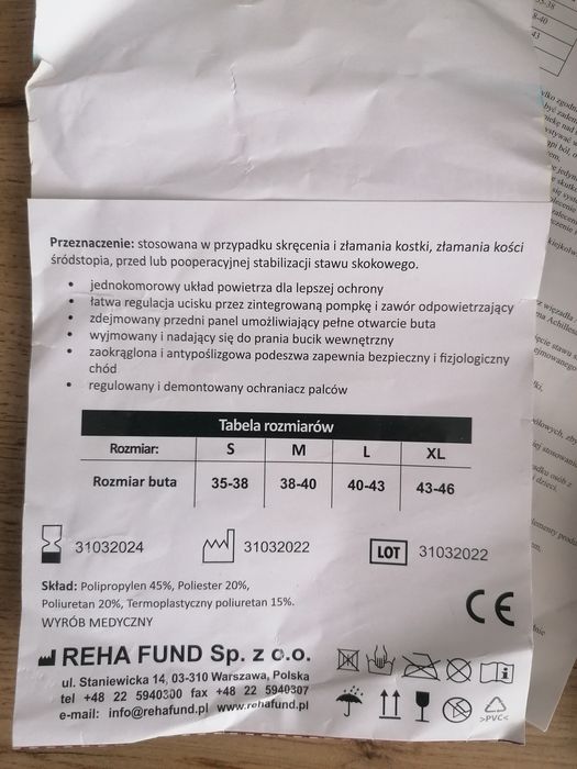 Orteza stopowo goleniowa krótka r. M