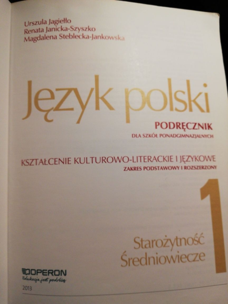 Język polski Podręcznik cz 1 Starożytność i Średniowiecze