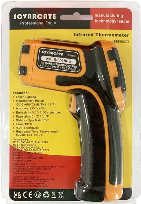 termometr plus pirometr sovarcate hs960d pomarańczowy