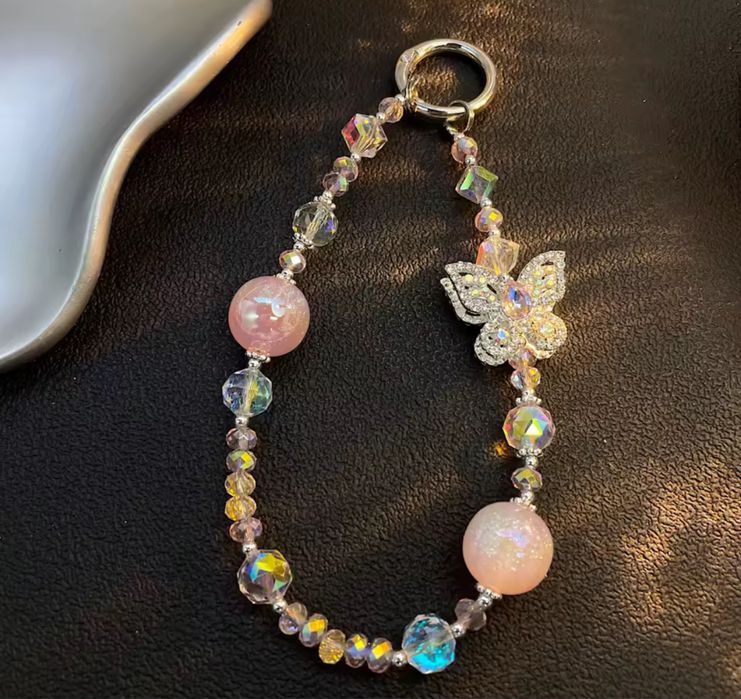 Брелок подвес на сумку асксесуар с бабочкой украшение с камнями