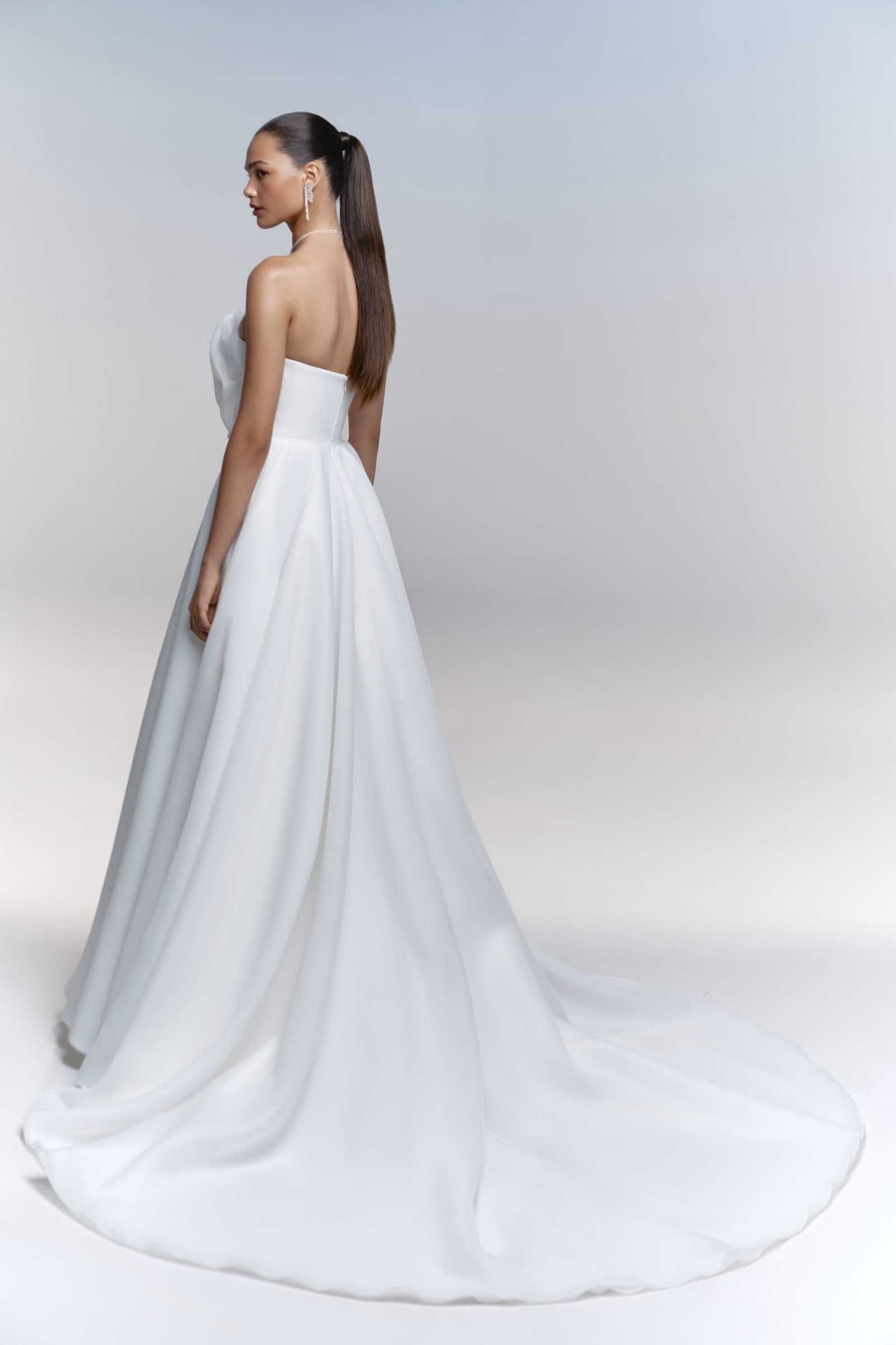 Wedding dress tulle maxi dress strapless corset and rose flower detail