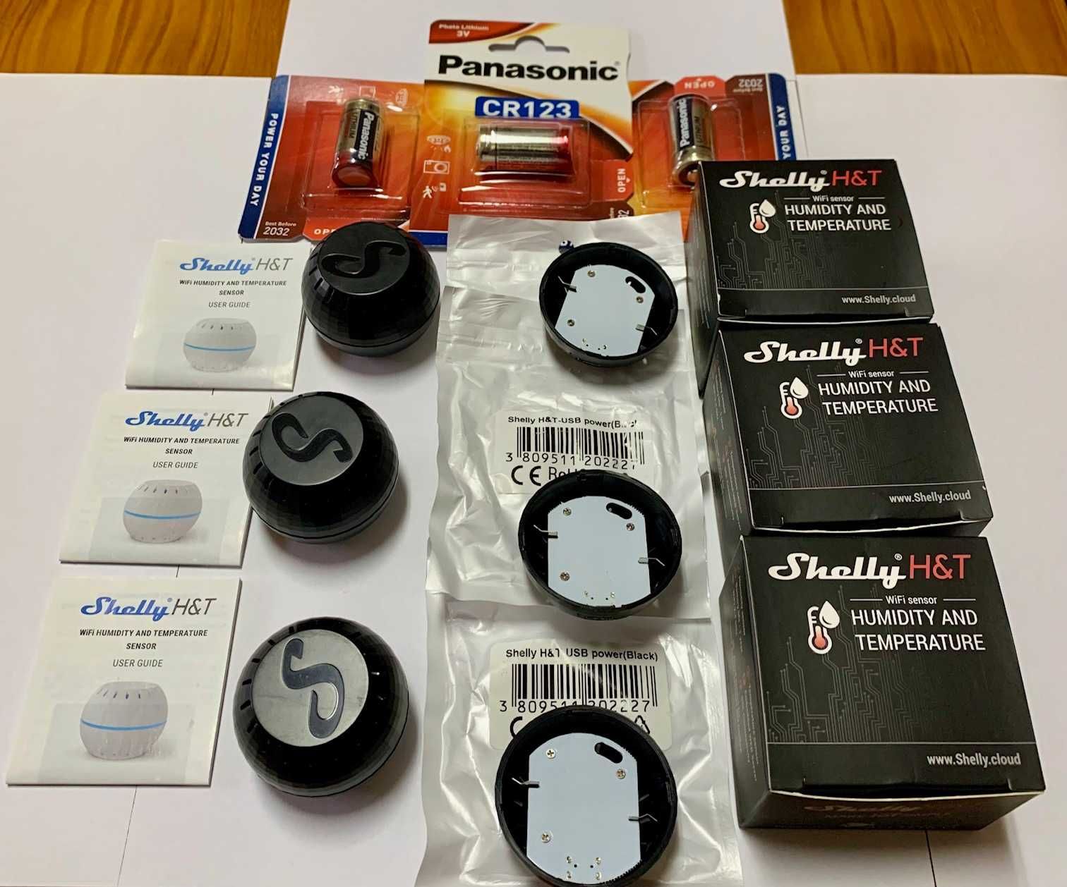 Shelly Sensores H&T (Humidade e Temperatura) + pilhas + bases de carga