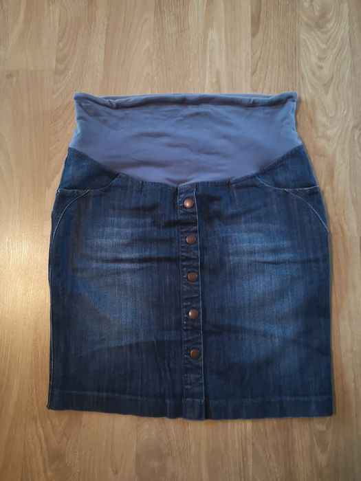 Spódnica ciążową, jeansowa z panelem, rozmiar L, Branco