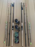 Nowe wędki feeder 3.6m 60-180g, kołowrotki z wolnym biegiem, żyłki