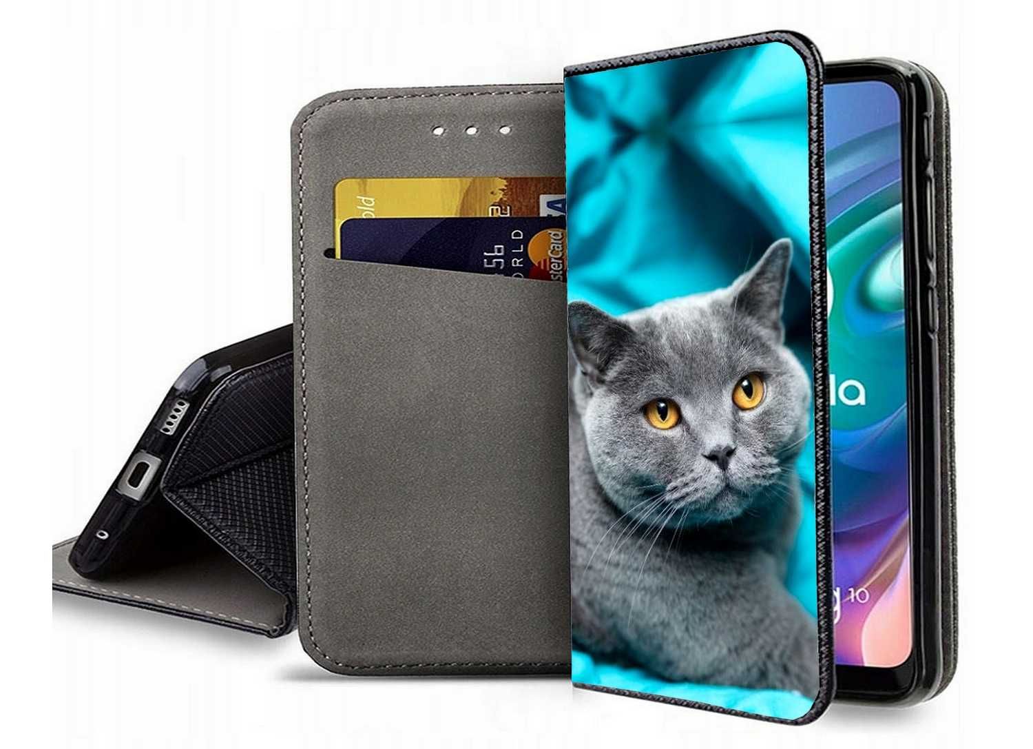 Etui zamykane na telefon kot Brytyjski iPhone Samsung Realme OPPO VIVO
