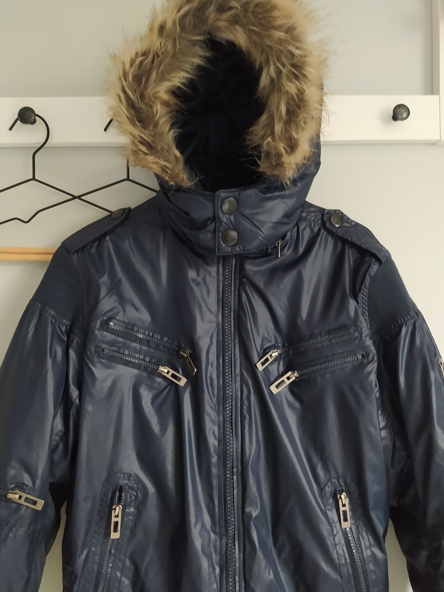 Granatowa ciepła męska kurtka na zimę Peprecino