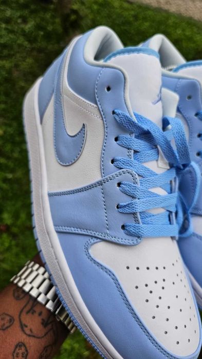 Sapatilhas Nike Jordan 1 Low White 'Ice Blue' - Branco e Azul