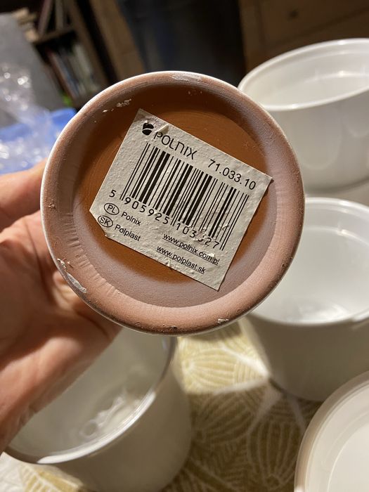 9x zestaw doniczka kaktus ceramiczna Polnix biała + wkład plastikowy