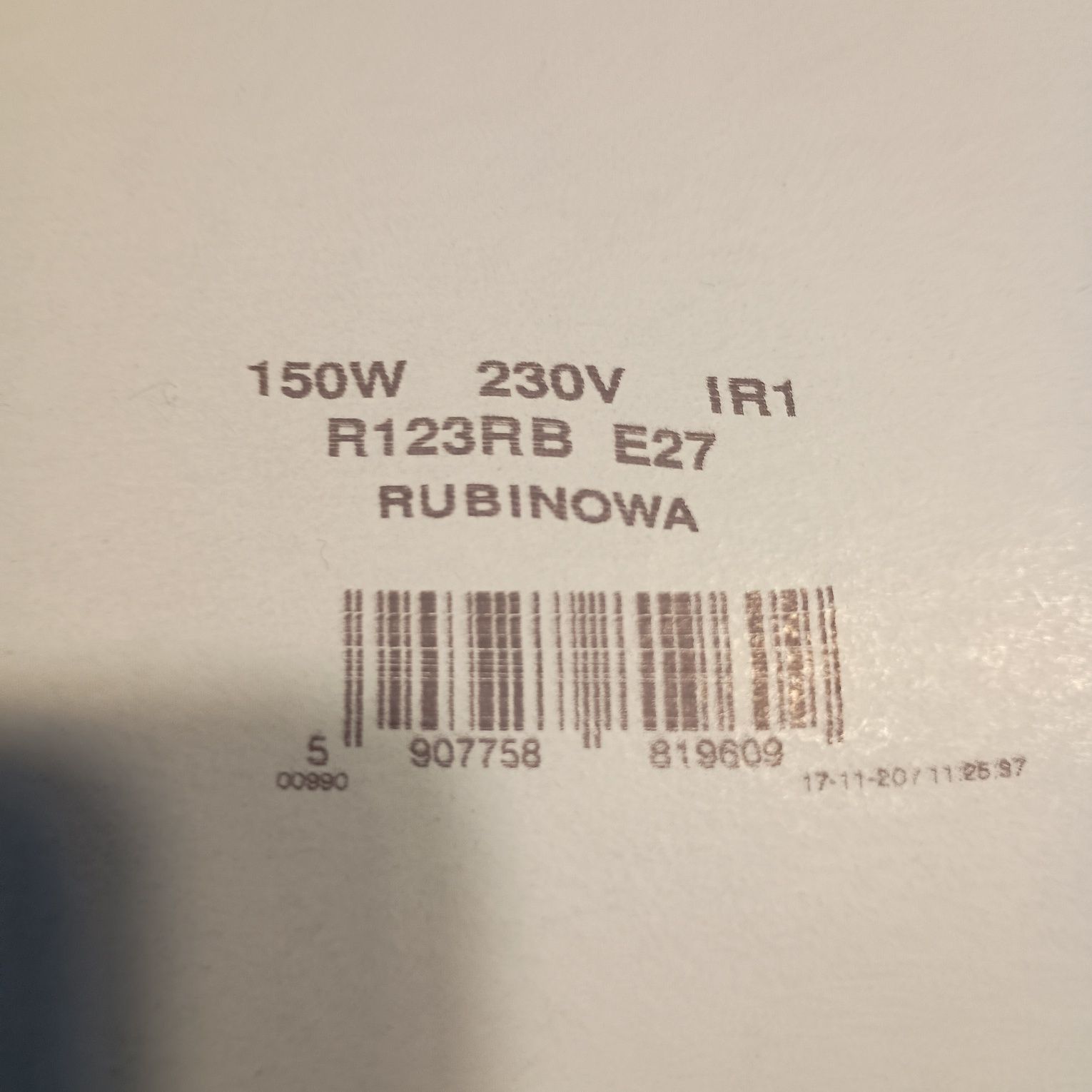 Żarówka rubinowa 150W
