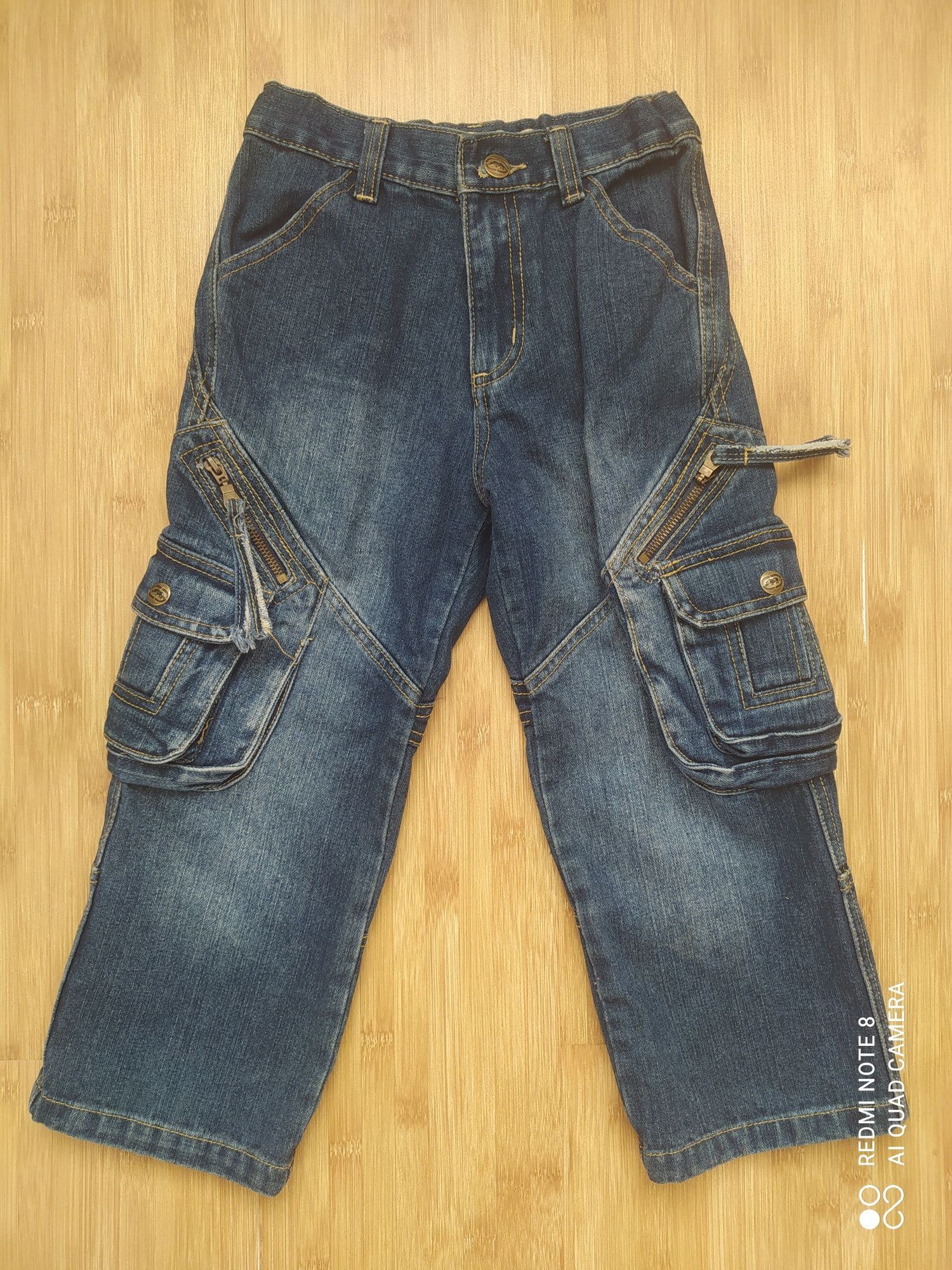 Модні джинси з великими кешенями для повного хлопчика 4-6 років
