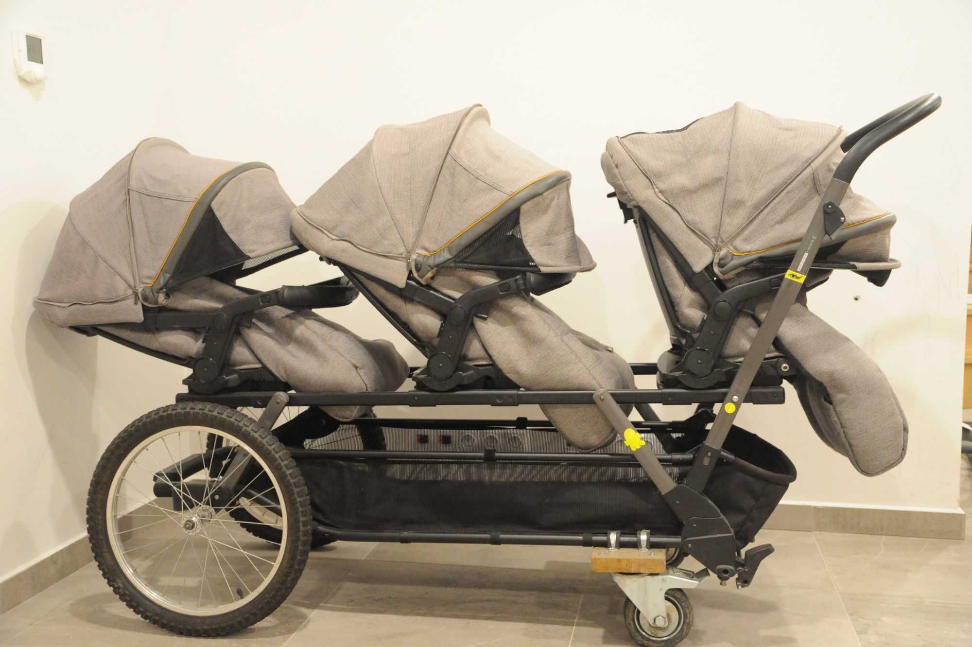 Wózek Peg Perego Triplette trojaczki dla trójki dzieci potrójny
