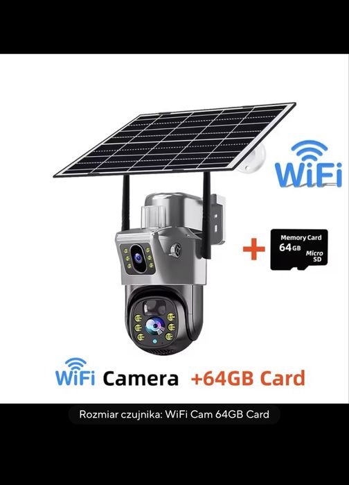 Kamera zewnetrzna solarna wifi v380 pro karta 64gb