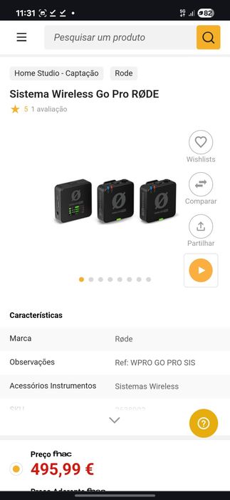 Microfone profissional Wireless Go Pro RØDE