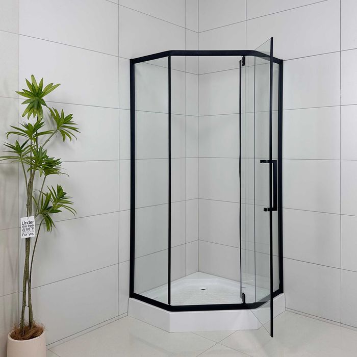 Kabina Prysznicowa Czarna Loft Black Pięciokątna 90 x 90 Grube Szkło !