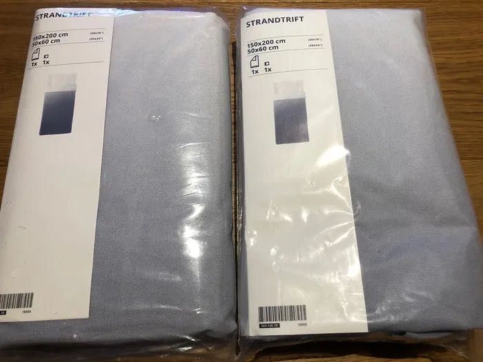 IKEA STRANDTRIFT komplet pościeli 150x200 50x60 Granatowo/biały 2szt.