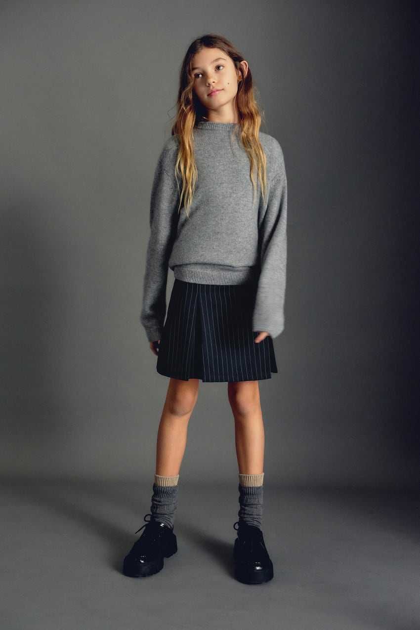 Zara granatowa spódnica w tenisowy prążek szkoła 8 lat