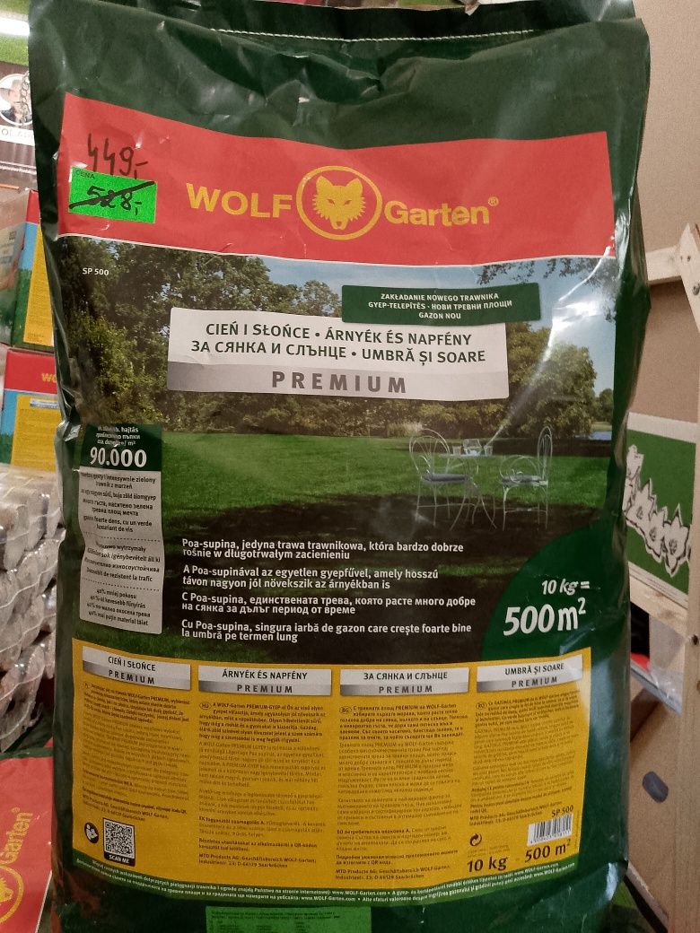 Nasiona traw WOLF-Garten  PREMIUM cień i słońce SP 500 10kg