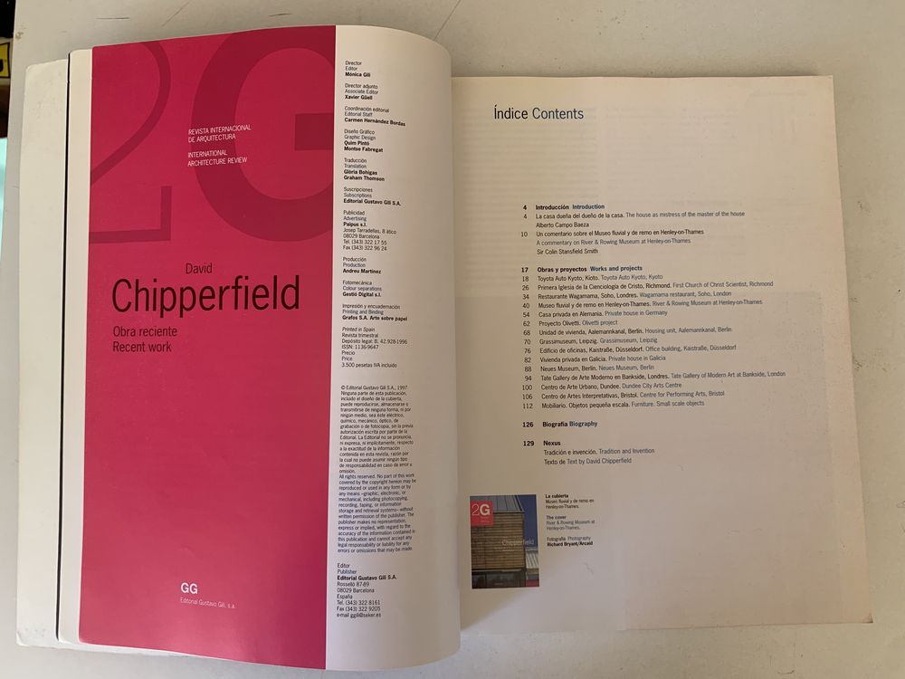Revista de arquitetura 2G n1 - David Chipperfield (portes incluídos)