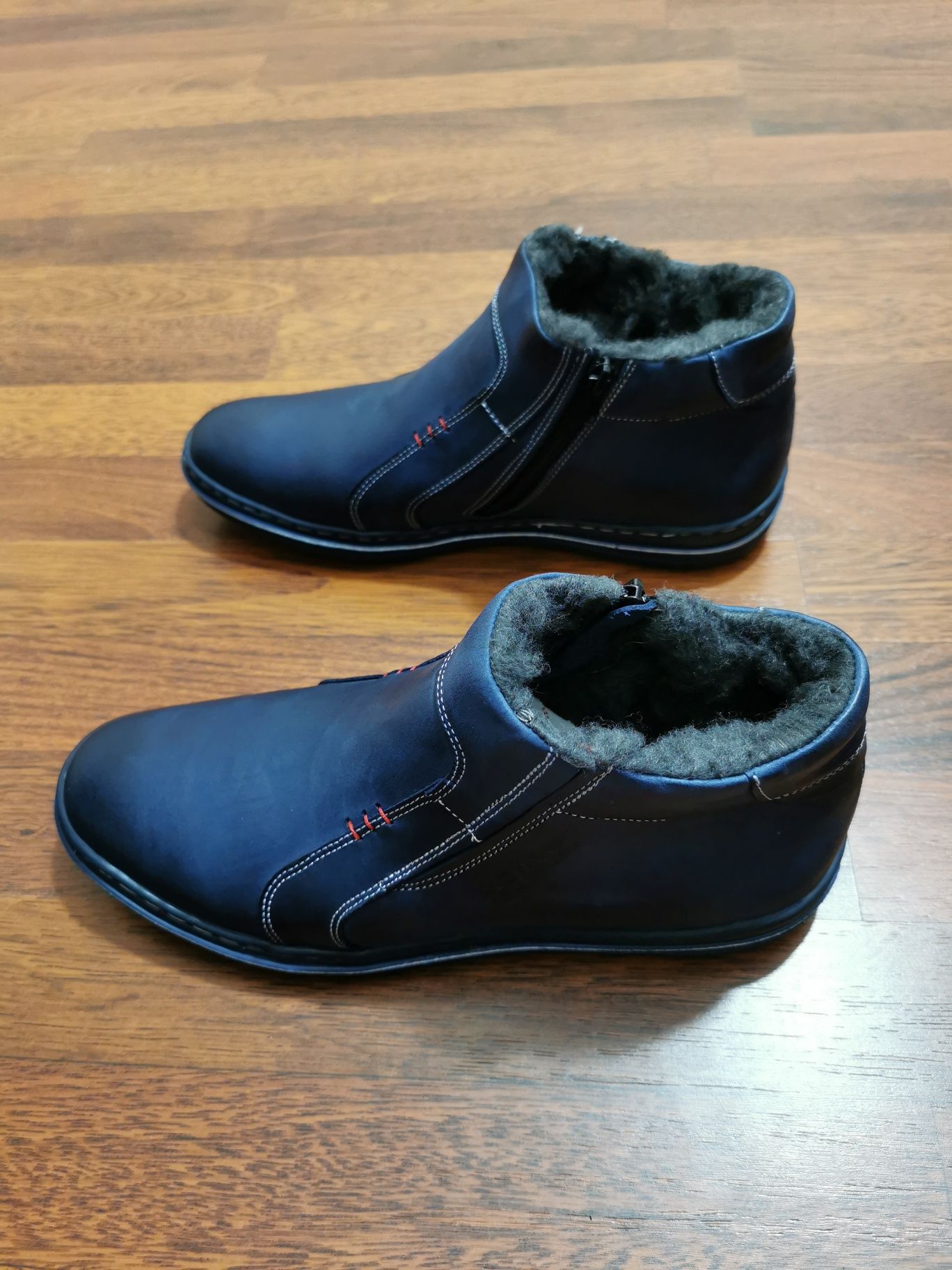 Skórzane Zimowe Buty Męskie Wsuwane Na Zamek