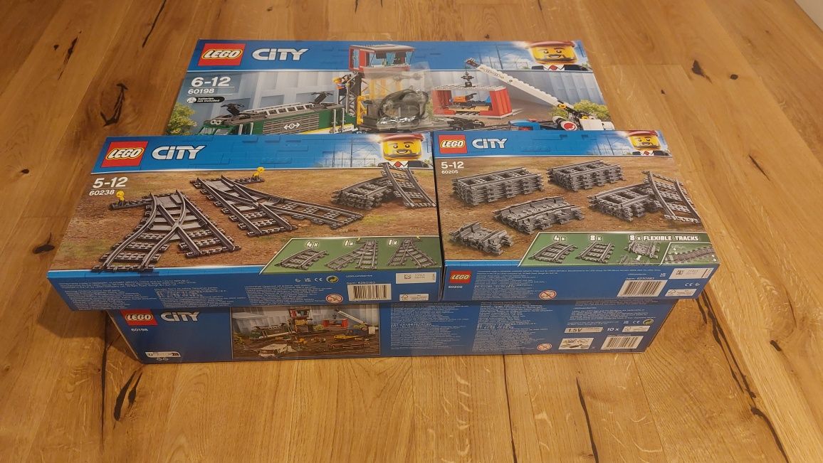 4w1 XXL lego city pociąg 60198+tory60205+zwrotnice 60238+lampki 88005