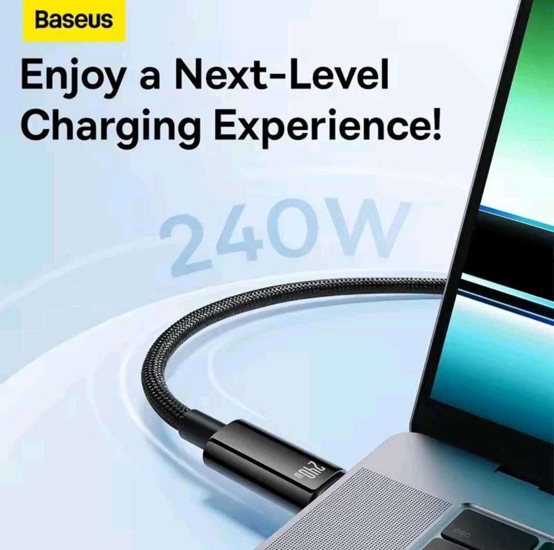 Кабель 240W Baseus Tungsten Gold Fast Charging Data USB-C to USB-C